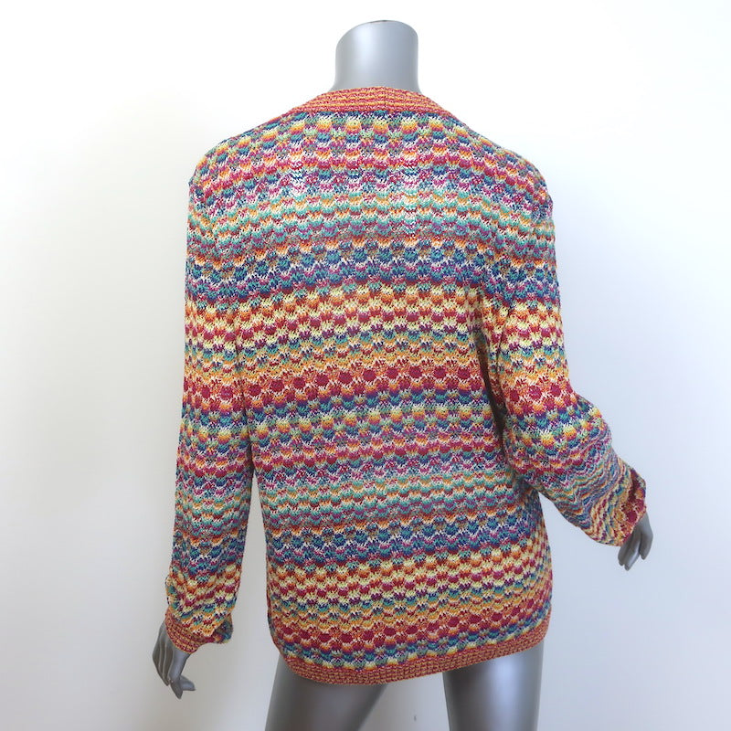 Missoni Rainbow Knit Cardigan Multicolor Cotton-Blend Size 48