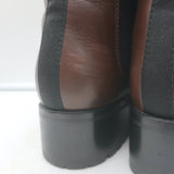 Chanel pre-owned cap-toe CC Chelsea boots in dark brown leather, authentic luxury, size 40