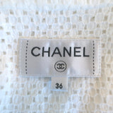 Chanel Eyelet-Embroidered Collared Blouse White Cotton Size 36 Long Sleeve Top
