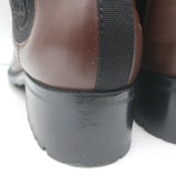 Authentic Chanel cap-toe CC Chelsea boots, dark brown leather, size 40, pre-owned with light scuffs