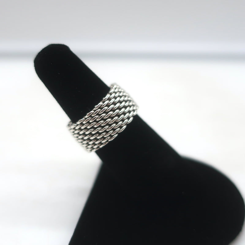 Tiffany &amp; Co. Somerset Mesh Ring Sterling Silver Size 6