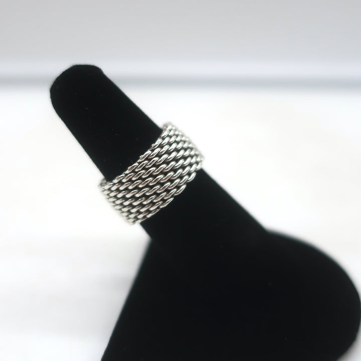 Tiffany &amp; Co. Somerset Mesh Ring Sterling Silver Size 6