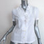 FRAME Ruffle Top White Cotton Size Extra Small Short Sleeve Button Up Shirt