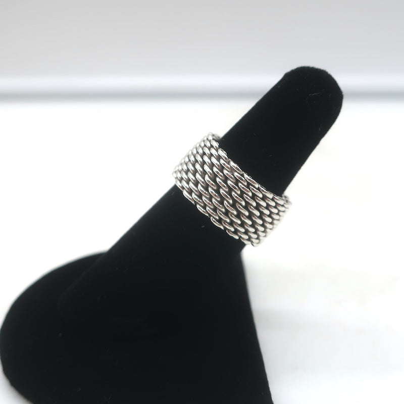 Tiffany &amp; Co. Somerset Mesh Ring Sterling Silver Size 6
