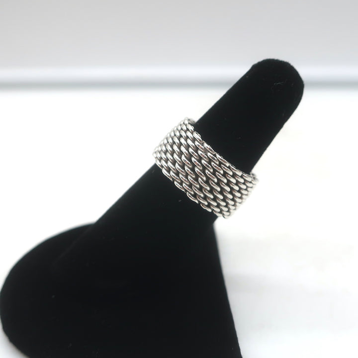 Tiffany &amp; Co. Somerset Mesh Ring Sterling Silver Size 6