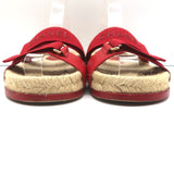 Chanel CC Elastic Espadrille Slide Sandals Red Size 38 Flat Mules
