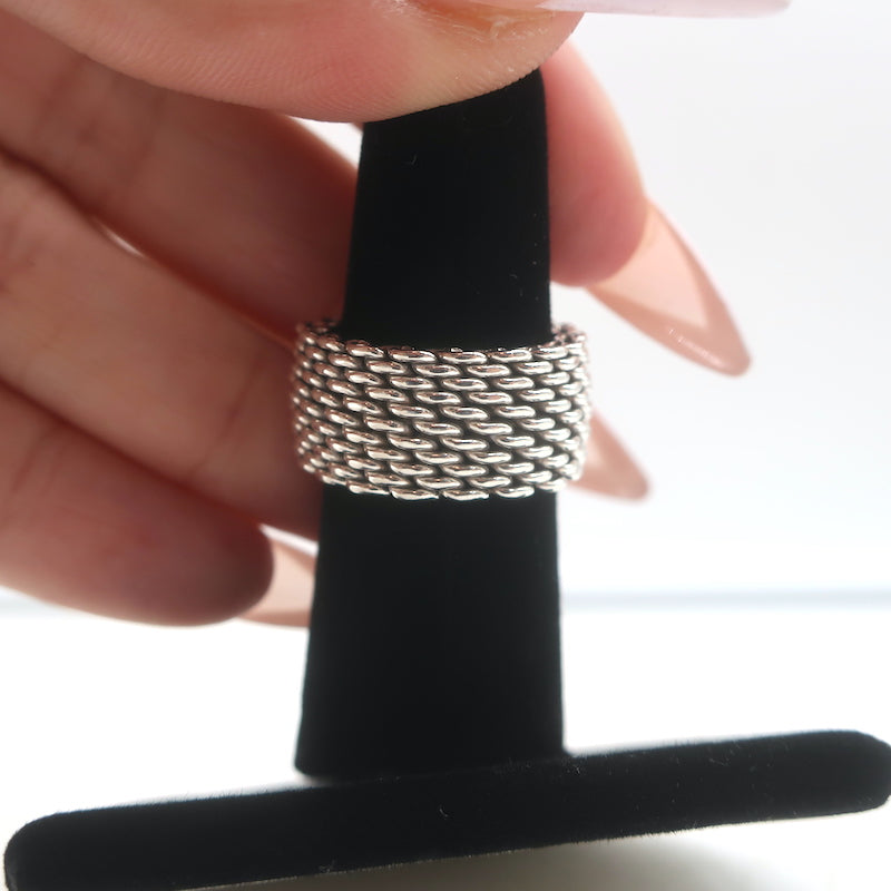 Tiffany &amp; Co. Somerset Mesh Ring Sterling Silver Size 6