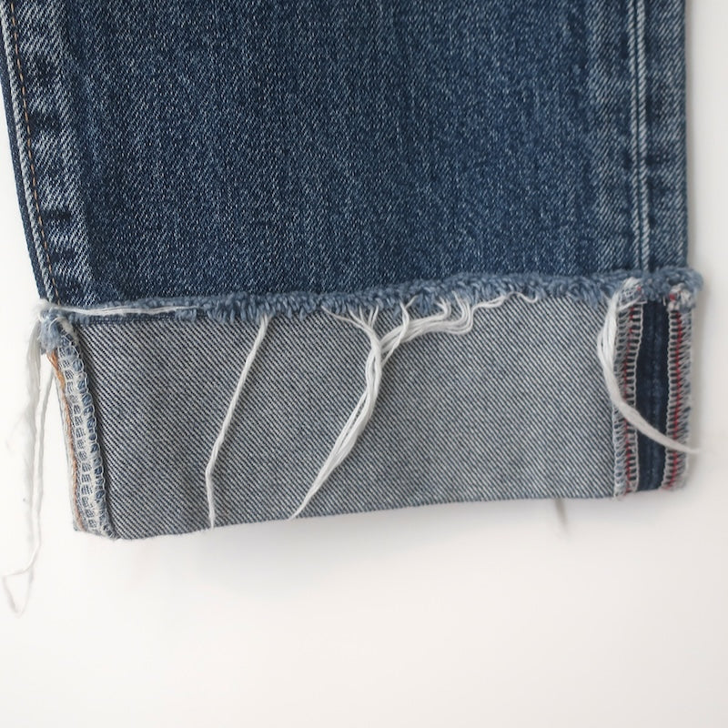 MOUSSY Loews Distressed Denim Straight Leg Jeans Medium Blue Size 25