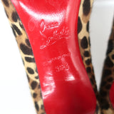 Christian Louboutin So Eleonor Leopard Print Calf Hair Ankle Boots Size 36.5