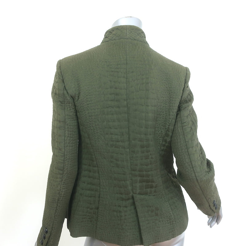 Emilio Pucci Croc-Embossed Jacquard Jacket Olive Cotton-Blend Size US 8