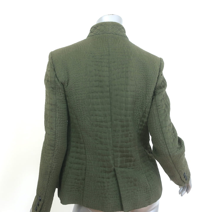 Emilio Pucci Croc-Embossed Jacquard Jacket Olive Cotton-Blend Size US 8