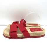 Chanel CC Elastic Espadrille Slide Sandals Red Size 38 Flat Mules