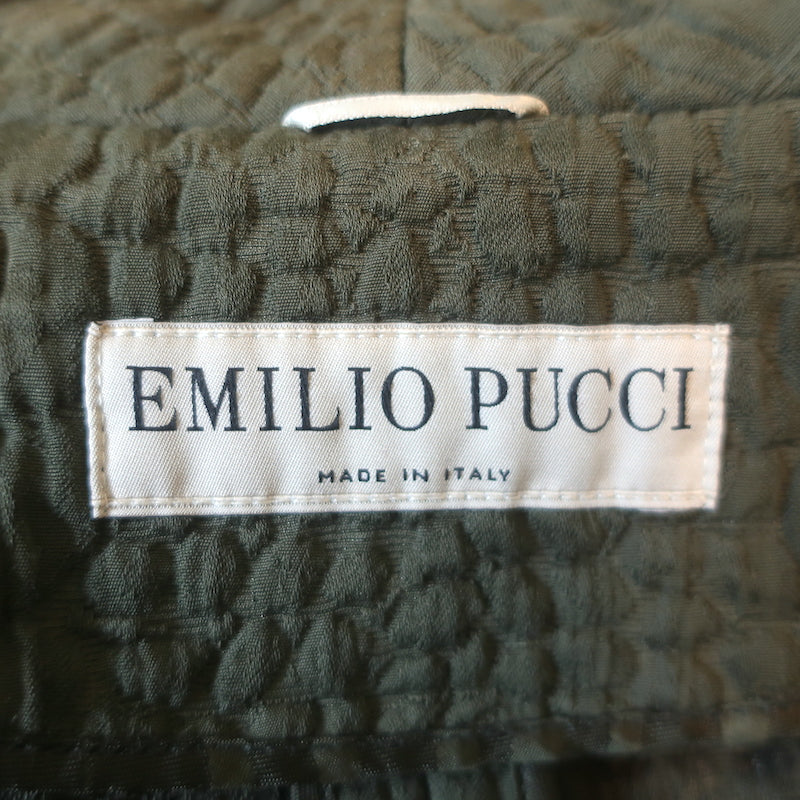 Emilio Pucci Croc-Embossed Jacquard Jacket Olive Cotton-Blend Size US 8
