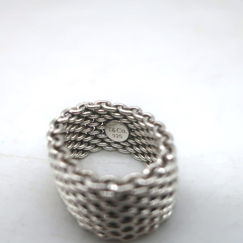 Tiffany &amp; Co. Somerset Mesh Ring Sterling Silver Size 6