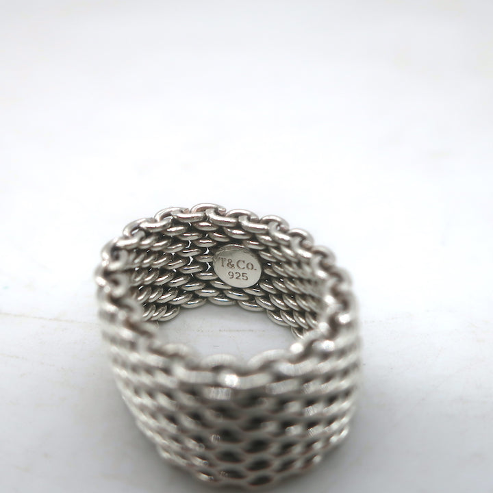 Tiffany &amp; Co. Somerset Mesh Ring Sterling Silver Size 6