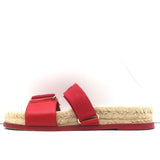 Chanel CC Elastic Espadrille Slide Sandals Red Size 38 Flat Mules