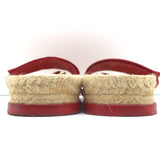 Chanel CC Elastic Espadrille Slide Sandals Red Size 38 Flat Mules