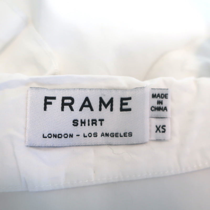 FRAME Ruffle Top White Cotton Size Extra Small Short Sleeve Button Up Shirt
