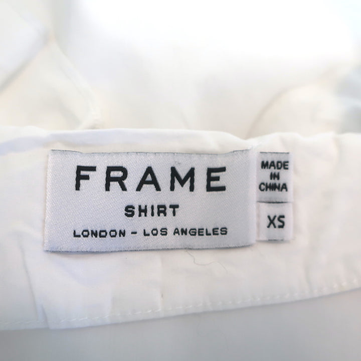 FRAME Ruffle Top White Cotton Size Extra Small Short Sleeve Button Up Shirt