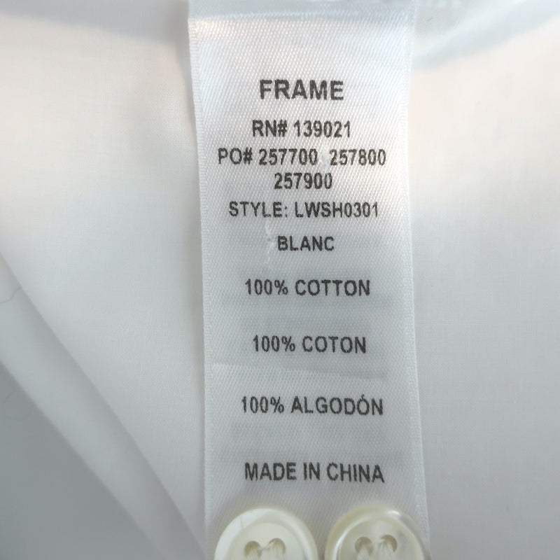 FRAME Ruffle Top White Cotton Size Extra Small Short Sleeve Button Up Shirt