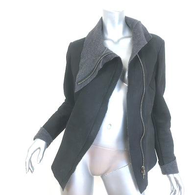 Isaac Sellam Experience Asymmetric Draped Leather Jacket Black Size Medium