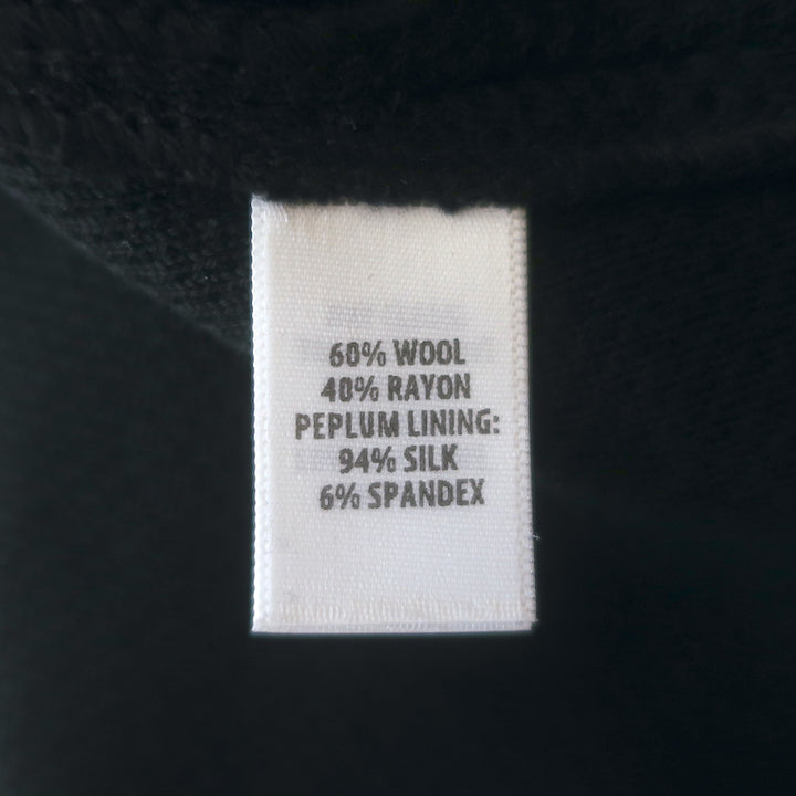 St. John Caviar Short Sleeve Peplum Dress Black Wool Pique Size 4 NEW