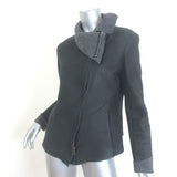 Isaac Sellam Experience Asymmetric Draped Leather Jacket Black Size Medium