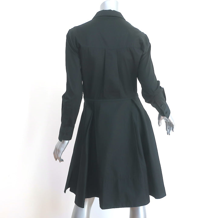 Khaite Romy Shirtdress Black Cotton Size 6 Long Sleeve Fit &amp; Flare Dress