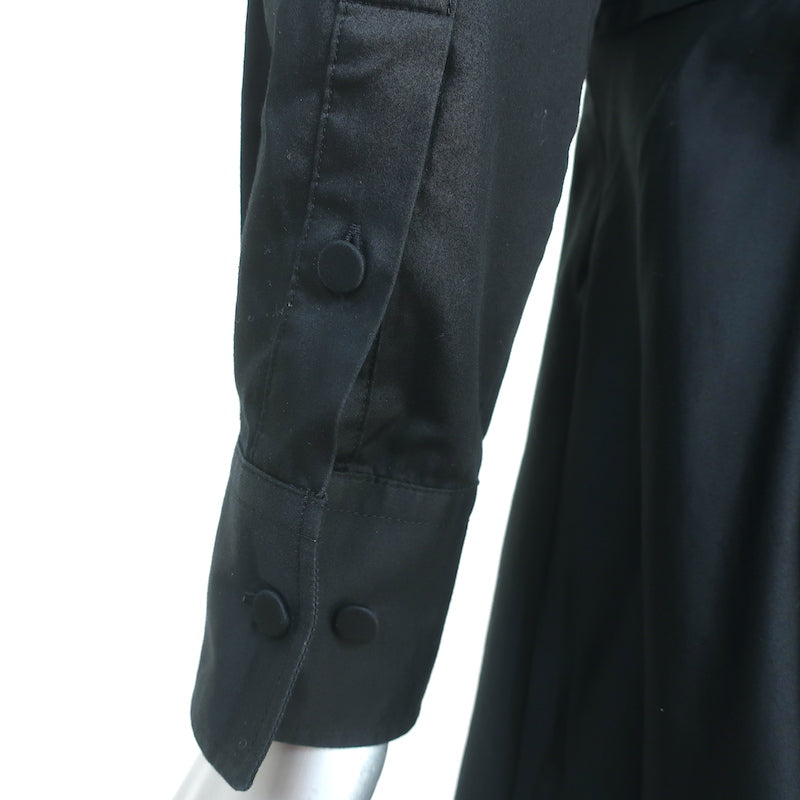 Khaite Romy Shirtdress Black Cotton Size 6 Long Sleeve Fit &amp; Flare Dress