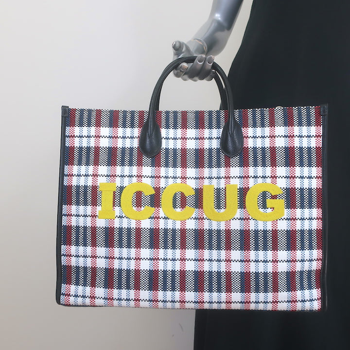 Gucci Iccug Embroidered Checked Tote Extra Large Shoulder Bag