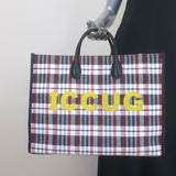 Gucci Iccug Embroidered Checked Tote Extra Large Shoulder Bag