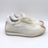 Loewe Flow Runner Sneakers Off-White Suede & White Nylon Size 40