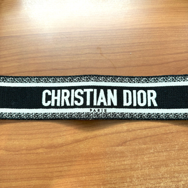 Christian Dior Logo Embroidered Shoulder Bag Strap Black/Cream &amp; Ultramatte Leather NEW
