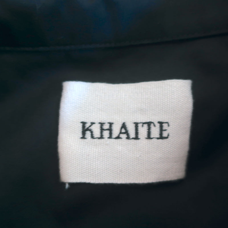 Khaite Romy Shirtdress Black Cotton Size 6 Long Sleeve Fit &amp; Flare Dress