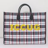Gucci Iccug Embroidered Checked Tote Extra Large Shoulder Bag