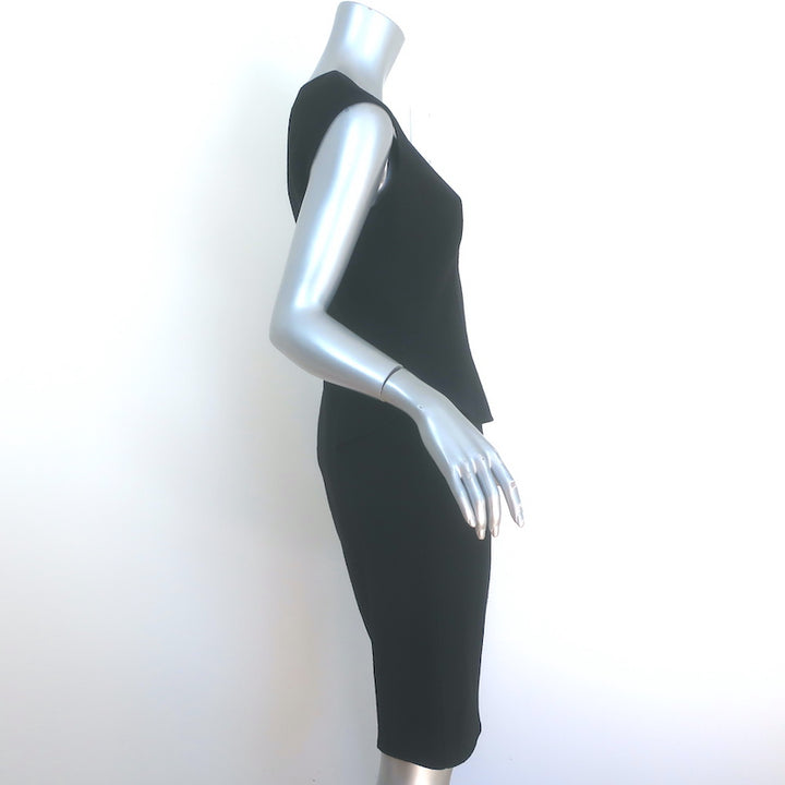 Armani Collezioni Sleeveless Peplum Dress Black Wool Crepe Size 6