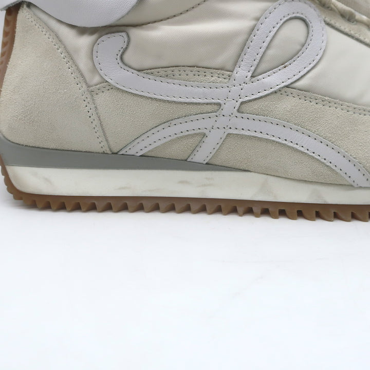 Loewe Flow Runner Sneakers Off-White Suede &amp; White Nylon Size 40