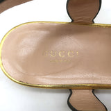 Gucci Willow T-strap flat sandals, gold metallic leather with faux pearls, pre-owned authentic, EU 39.5