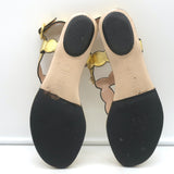 Gucci Willow T-strap flat sandals in gold metallic leather with faux pearls — authentic, pre-loved