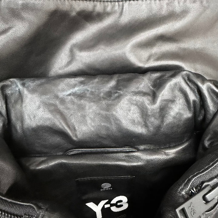 adidas Y-3 Perforated Logo Hooded Leather Jacket Black Size Medium