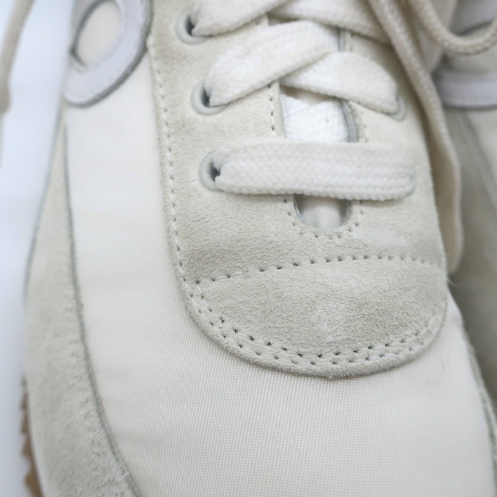Loewe Flow Runner Sneakers Off-White Suede &amp; White Nylon Size 40