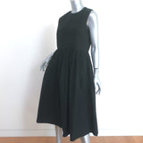 Peter Cohen Sleeveless Midi Dress Black Gathered Cotton Size Medium