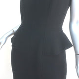 Armani Collezioni Sleeveless Peplum Dress Black Wool Crepe Size 6