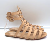 Christian Louboutin Neronna flat gladiator sandals in beige leather, authentic pre-owned, size EU 40 (fits US 9)