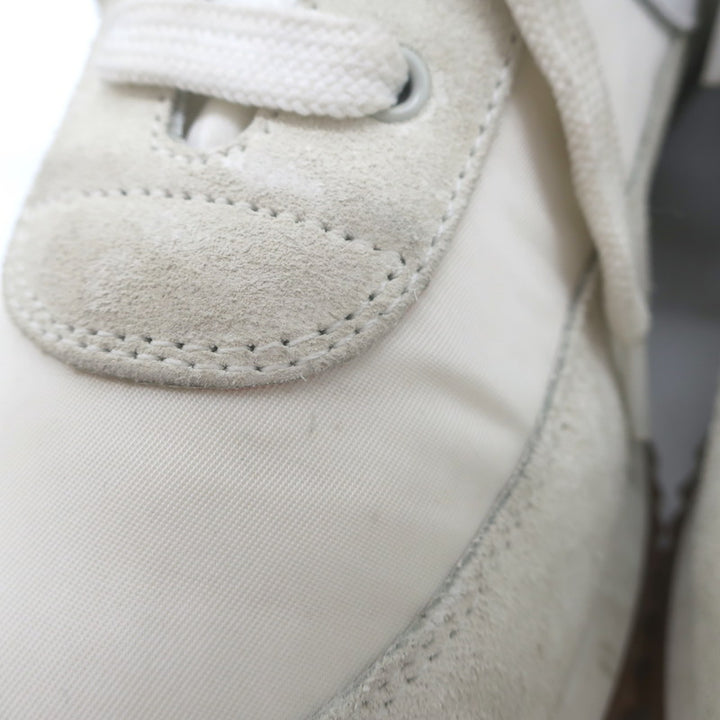 Loewe Flow Runner Sneakers Off-White Suede &amp; White Nylon Size 40