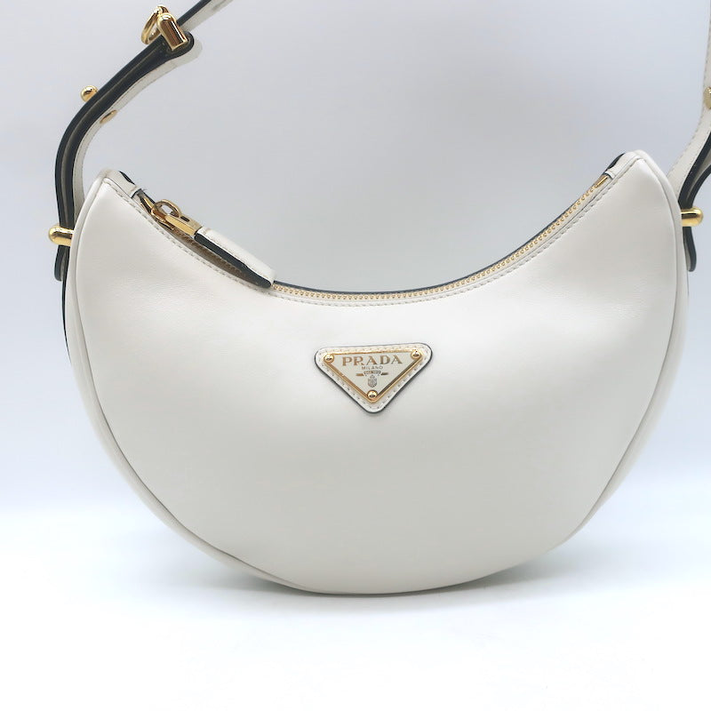 Prada Arque Small Shoulder Bag White Leather NEW
