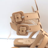 Christian Louboutin Neronna flat gladiator sandals in beige leather — authentic pre-owned, EU 40 (fits US 9)