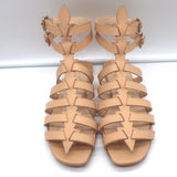 Christian Louboutin Neronna flat gladiator sandals, beige leather — authentic pre-owned, size EU 40 (US 9), light wear