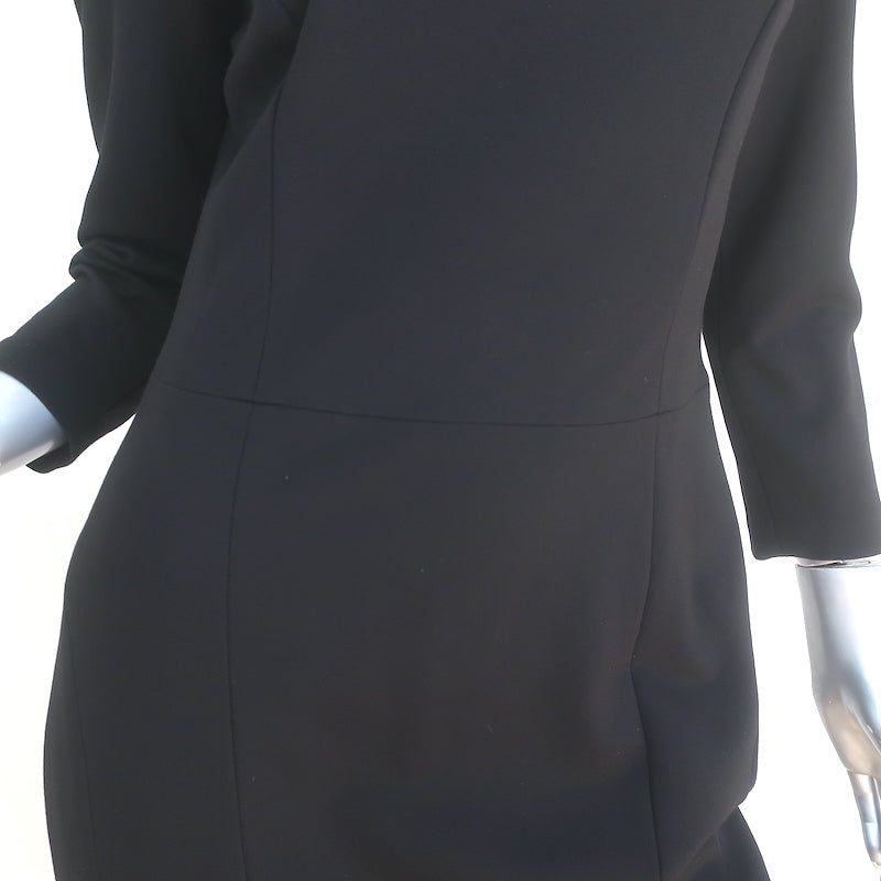 Peserico 3/4 Sleeve Sheath Dress Black Stretch Jersey Size 44 NEW