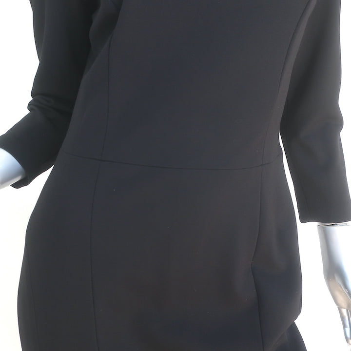 Peserico 3/4 Sleeve Sheath Dress Black Stretch Jersey Size 44 NEW